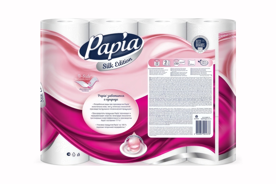 

Бумага туалетная Papia Silk Edition 3-слойная 12 рулонов