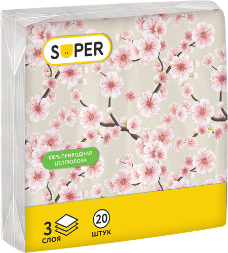 

Салфетки бумажные Super вдохновение 33х33 см в ассортименте