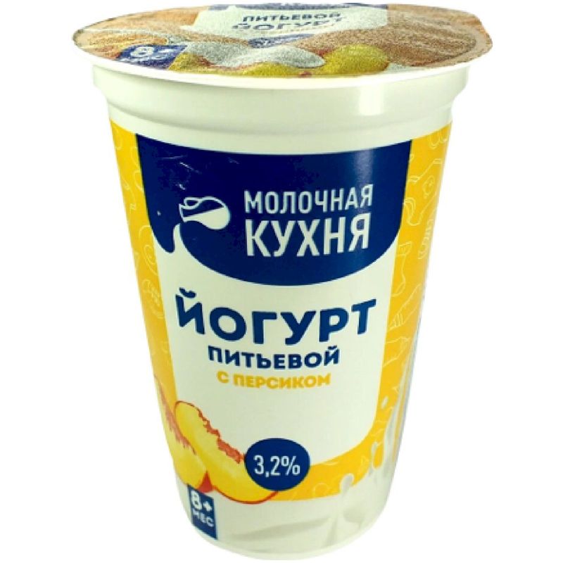 

Йогурт питьевой Молочная кухня с персиком с 8 месяцев 3.2%, 240 г