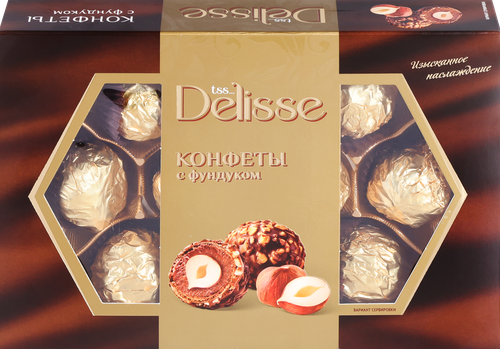 

Конфеты Delisse с молочным шоколадом и начинкой с фундуком 125 г