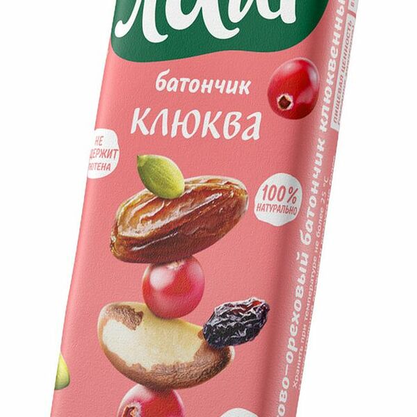 Батончик фруктово-ореховый Ол'Лайт Клюквенный 30 г