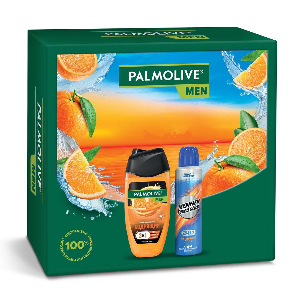 

Подарочный набор Palmolive men Цитрусовый заряд гель для душа 250 мл+део спрей Mennen speed stick 24/7 150мл