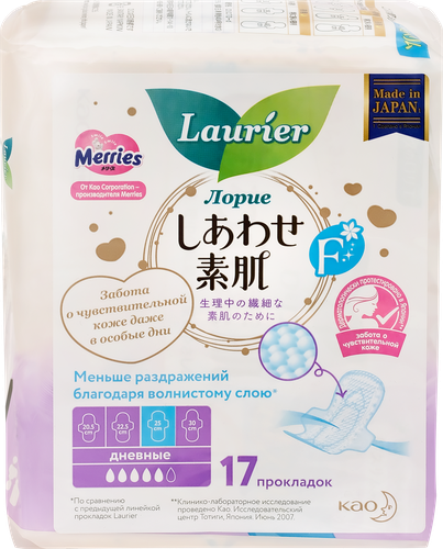 

Прокладки дневные Laurier F супертонкие с крылышками 25 см 17 шт.