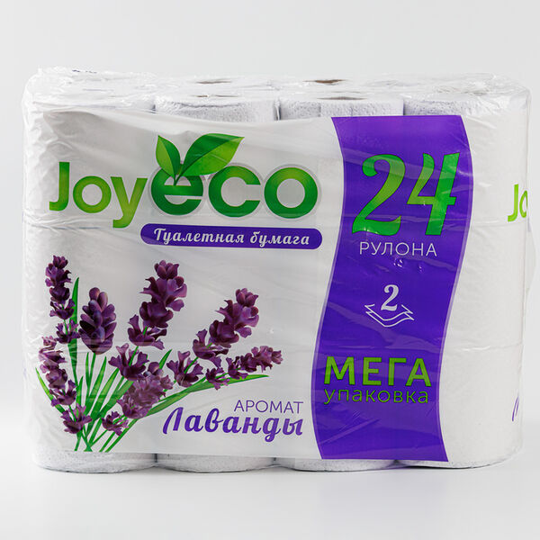Бумага туалетная Joy Eco белая с ароматом лаванды 2 слоя 24 рулона