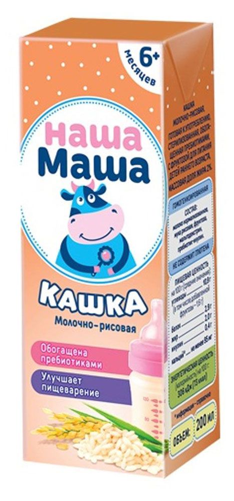 

Кашка Наша Маша молочно-рисовая с 6 месяцев 2% бзмж, 200 мл