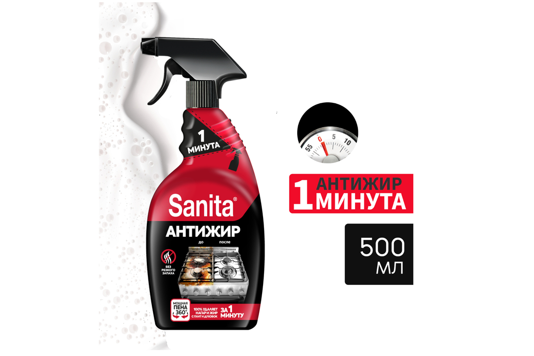 

Средство для удаления жира Sanita Антижир 1 Минута 500 мл