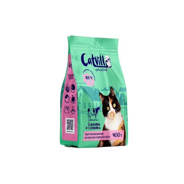 Корм для кошек CatVill Говядина с голубикой 400г