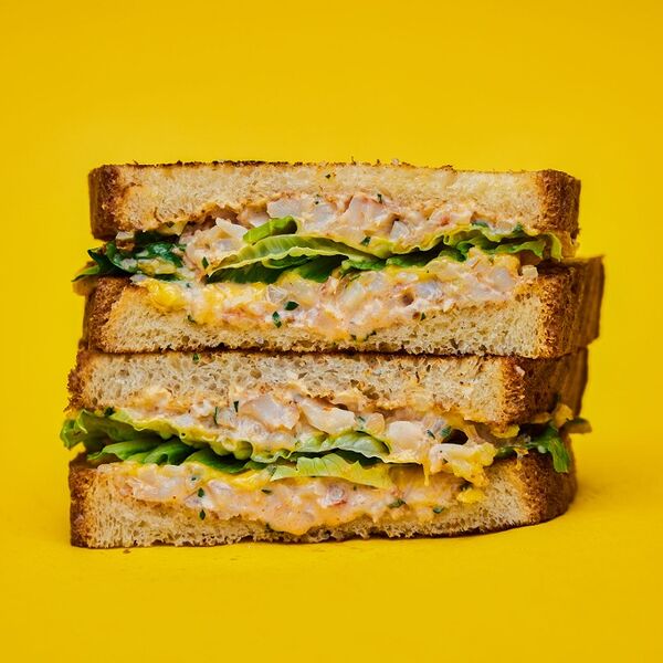 Гриль-чиз с креветками кимчи.