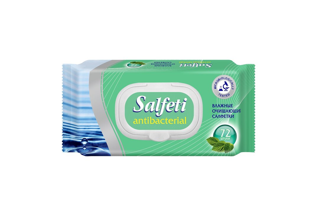 

Салфетки влажные Salfeti Antibacterial 72 шт.