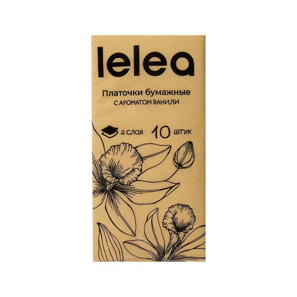 Платочки бумажные Lelea с ароматом ванили 2 слоя 10 шт