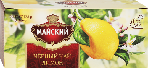 

Чай черный Майский Лимон 25 пакетиков 37.5 г