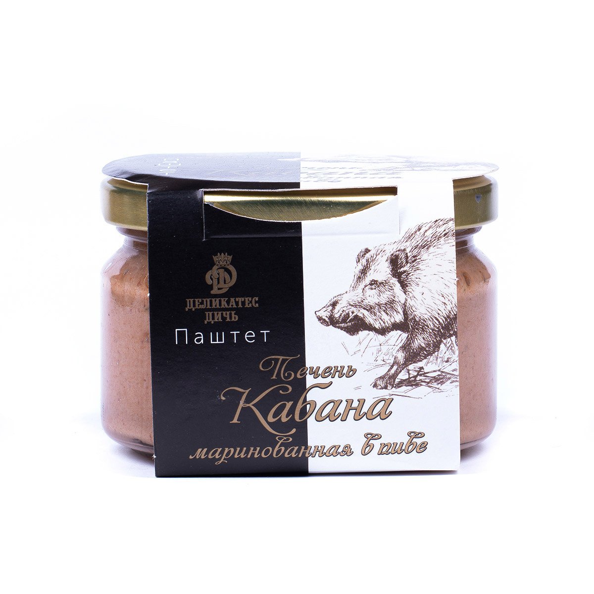 

Паштет из печени кабана Деликатес Дичь маринованной в пиве 200 г