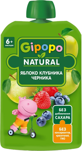 

Пюре детское Gipopo Яблоко клубника и черника 90 г