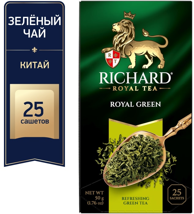 

Чай зеленый Richard Royal Green байховый 25 пакетиков × 2 г