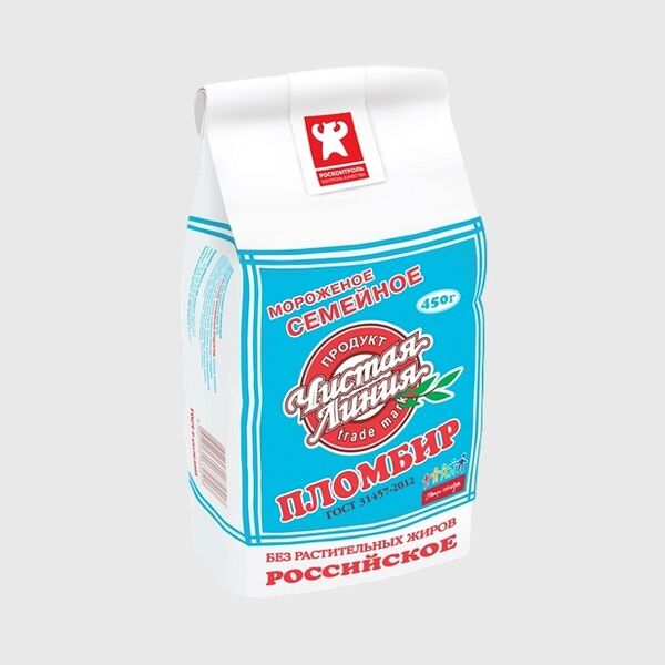Мороженое пломбир Чистая Линия Семейное ванильный, 450г
