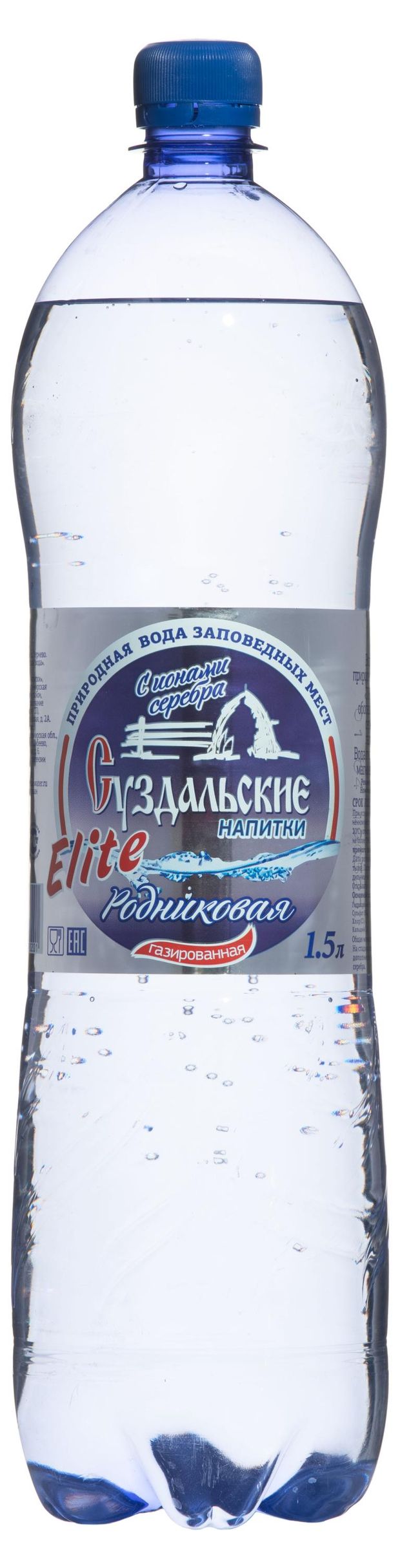 

Вода минеральная Суздальские напитки Прозрачная элита, газированная, 1,5 л