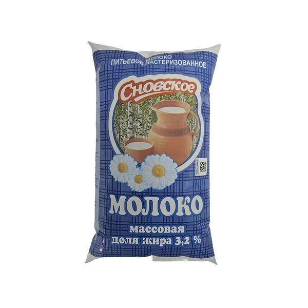 Молоко питьевое паст Сновское мдж 3,2% пэт пак 1л