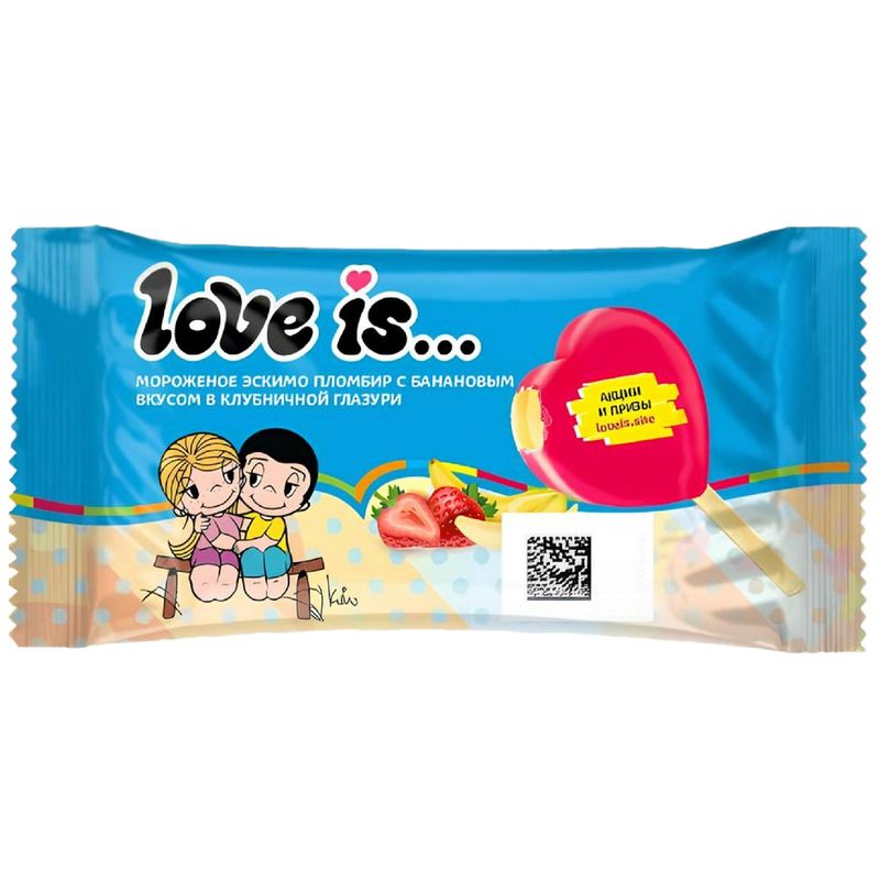 

Мороженое пломбир Love is банан-клубника БЗМЖ 65 г