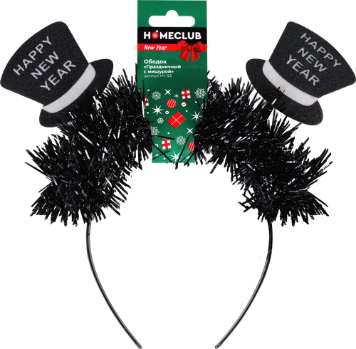 

Ободок Homeclub Праздничный 30 х 11 см с мишурой дизайн в ассортименте Арт. HY-123