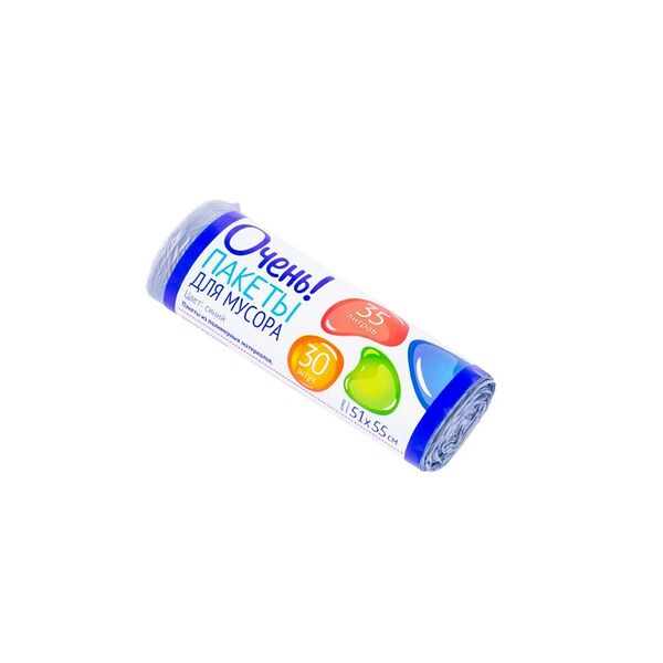 Пакет для мусора (51*55см 35л/30шт, синий) ТМ 