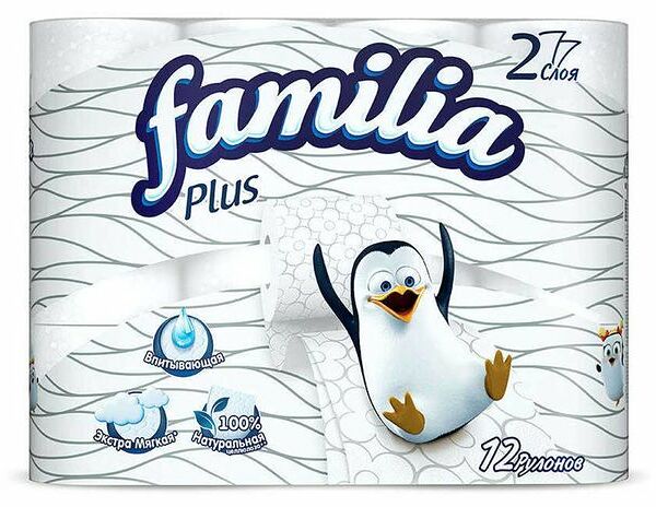 Туалетная бумага Familia Plus 2 слоя 12 рулонов