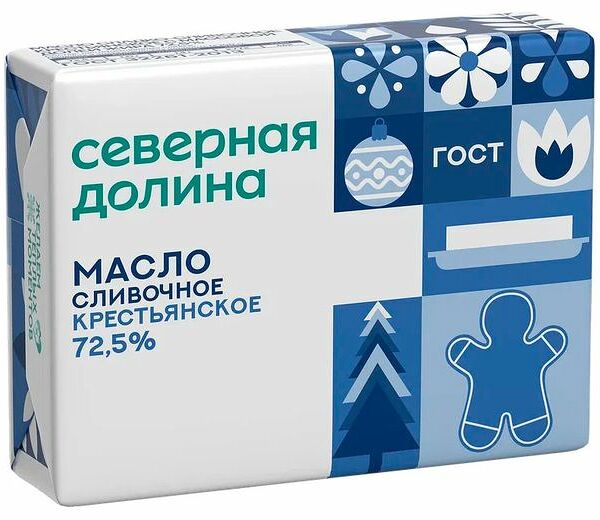 Масло сливочное Северная Долина Крестьянское 72.5% 180 г