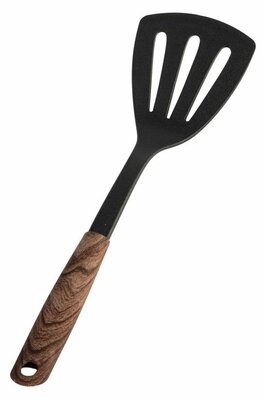 Лопатка Kitchen World с прорезями ручка с дизайном под дерево, 32х9.3 см