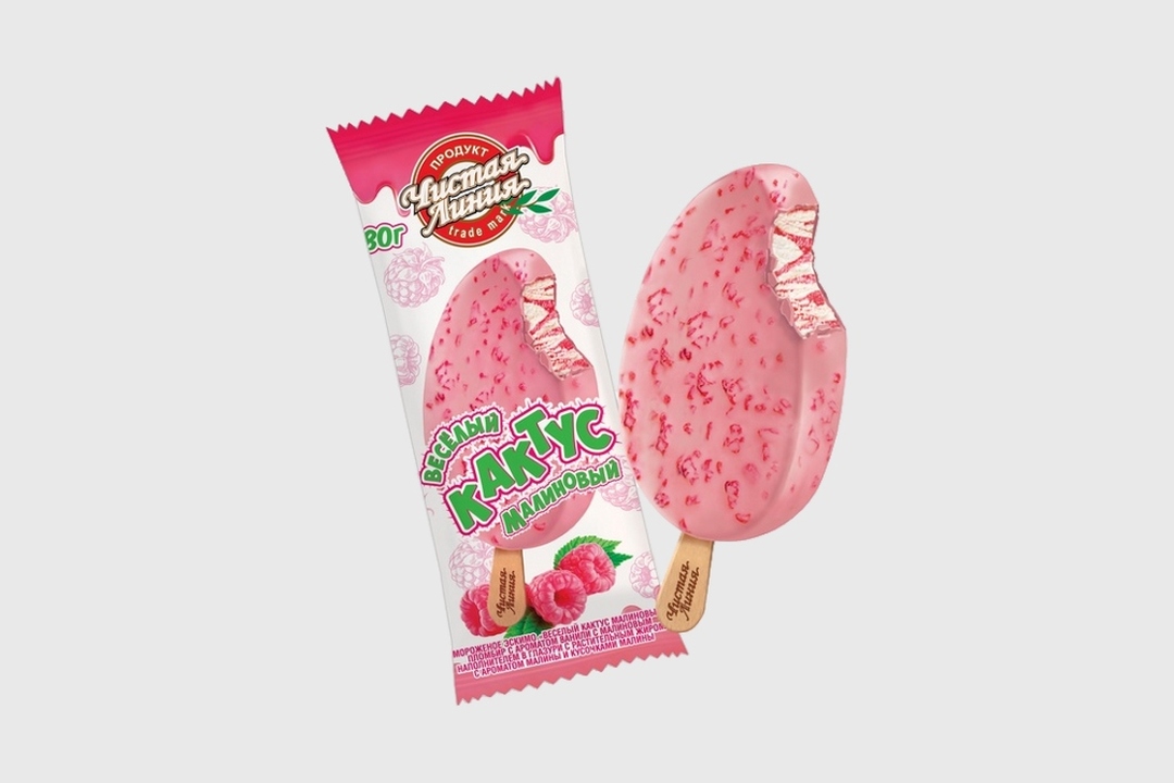 

Эскимо Чистая Линия Малиновый кактус пломбир с кусочками малины в глазури 80 г