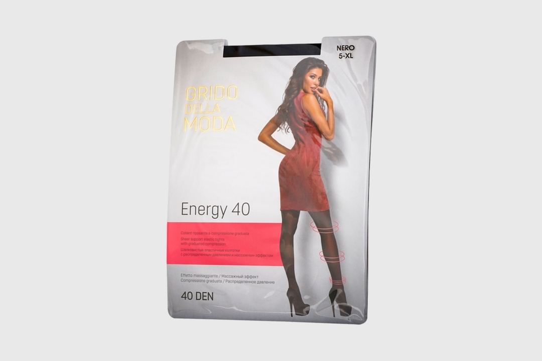 

Женские колготки Grido della Moda Energy с массажным эффектом 40 den Nero р.5