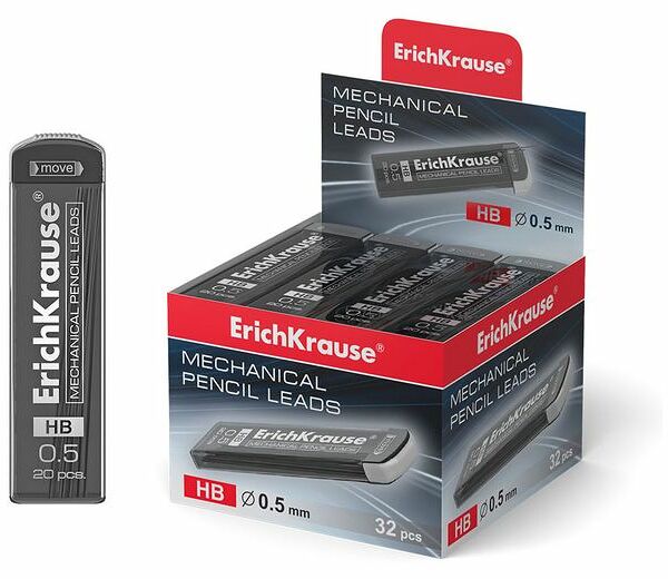 Грифели Erich krause megapolis concept для механических карандашей 0,5мм в футляре по 20шт