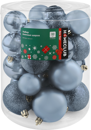 

Набор елочных шаров Homeclub разного размера пластик 30 шт.