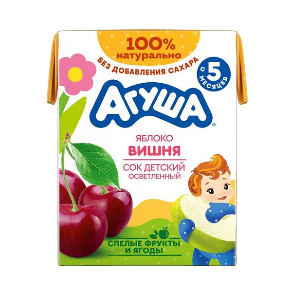 Сок детский Агуша Яблоко-Вишня с 5 месяцев 200 мл