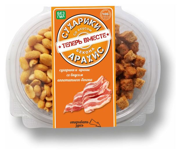 

Арахис и сухарики Теперь вместе Бекон 100 г