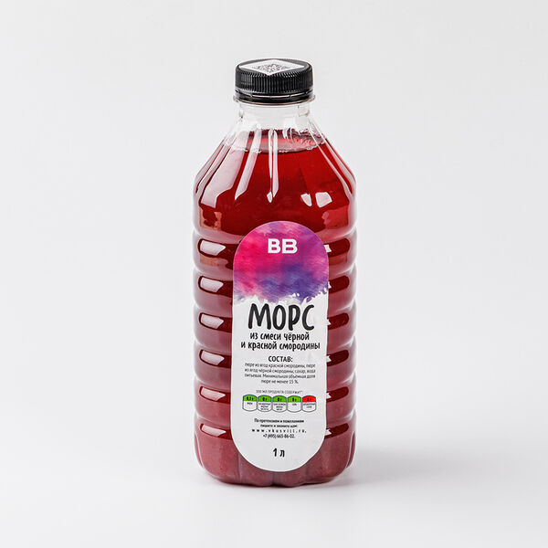 Морс из смеси черной и красной смородины, 1л