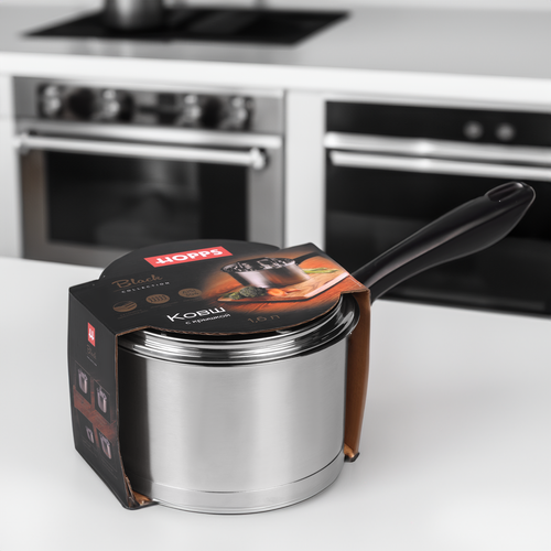 

Ковш Hopps Black с крышкой нержавеющая сталь, 1.6л, Арт. GW-F1