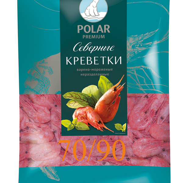 Креветки Polar Premium варено-мороженые 70/90, 1кг