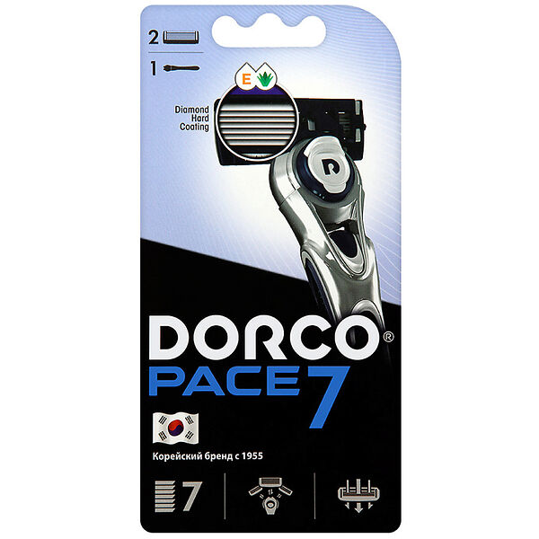 Станок для бритья Dorco Pace 7, 7 лезвии, 2 сменные кассеты