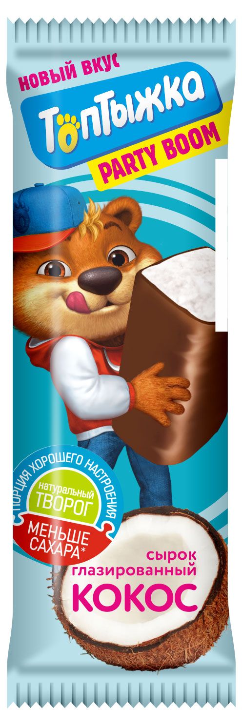 

Сырок творожный Топтыжка глазированный с кокосом 12%, 40 г