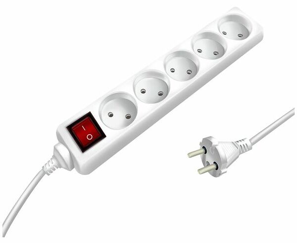Удлинитель бытовой сетевой Старт 5 розетки 5 метров с выключателем без заземления 220вт