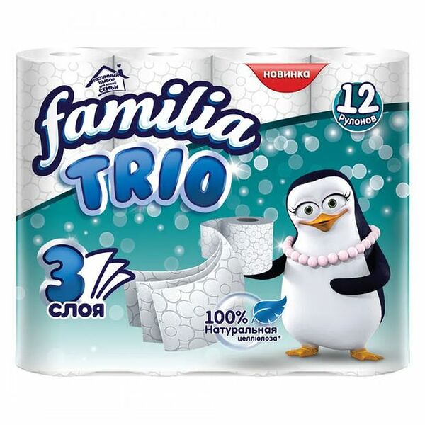Туалетная бумага Familia Trio 12 рулонов 3 слоя