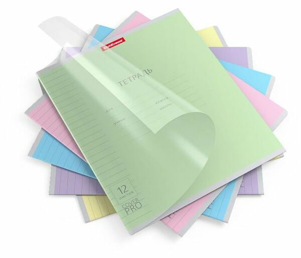 Тетрадь Erich Krause однотонная с обложкой в линейку, 12 л в ассортименте