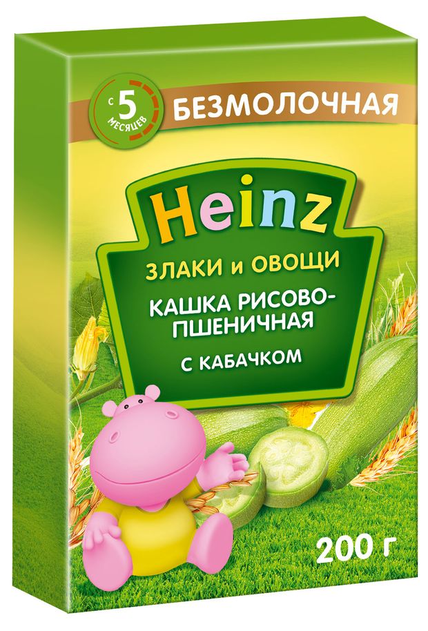 

Каша детская Heinz Злаки и овощи безмолочная пшеничная рисовая с кабачками, с 5 месяцев