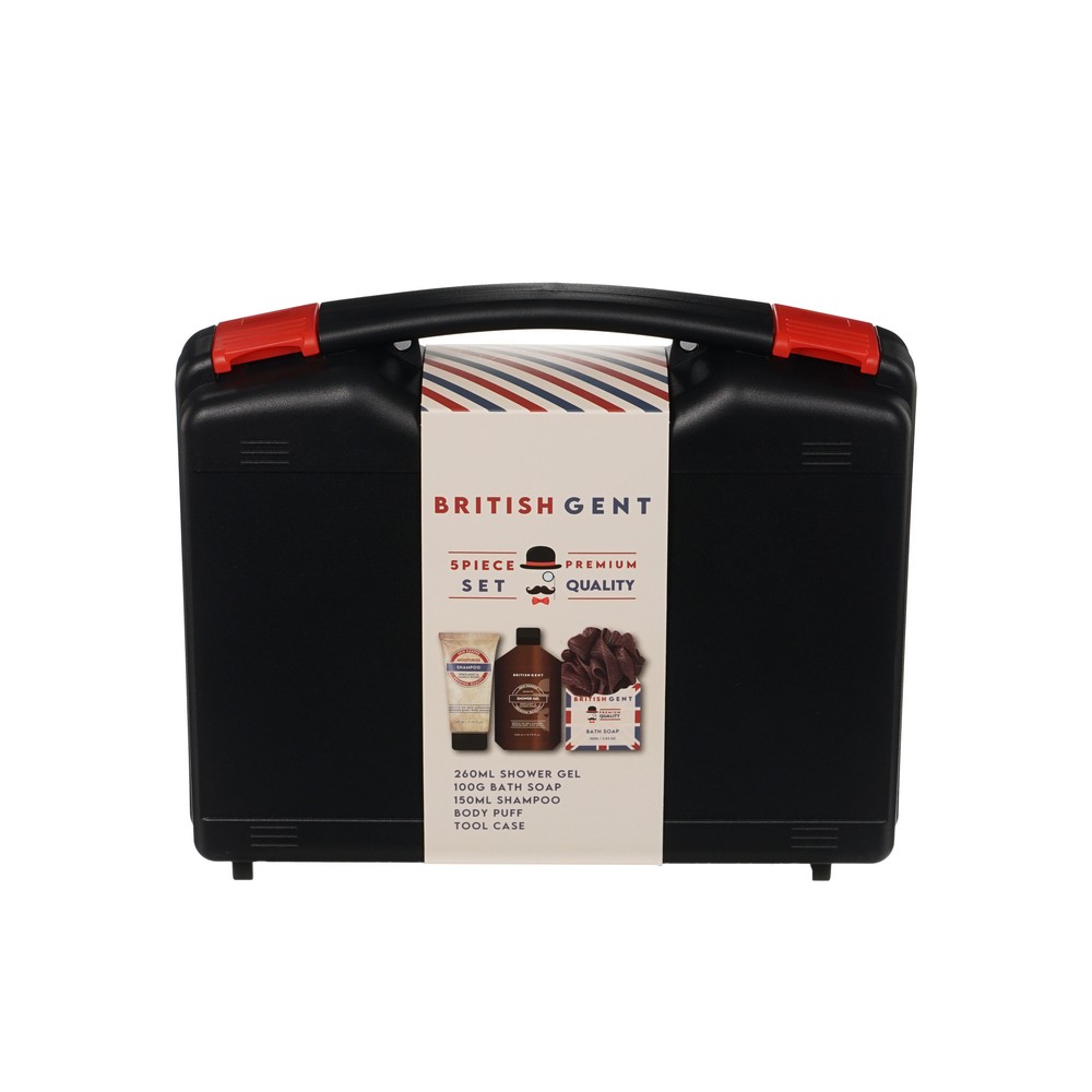 

Мужской подарочный набор British Gent: гель для душа 260 мл, шампунь для волос 150 мл, мыло твердое 100 г, мочалка 1 шт.
