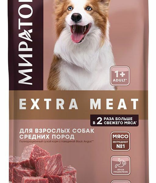 Сухой корм Мираторг для взрослых собак средних пород старше 1 года с говядиной Black Angus