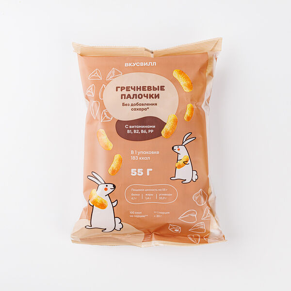 Палочки гречневые ВкусВилл без сахара, с витаминами 55 г