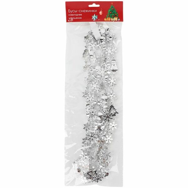 Украшение бусы-снежинки новогоднее Маркет цвет в ассортименте