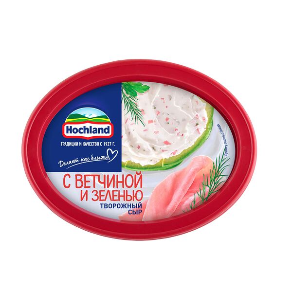Сыр творожный Hochland с ветчиной и зеленью, 60%, 140 г