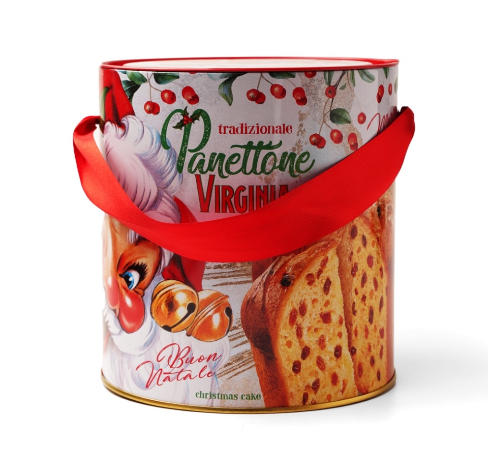 

Кулич Virginia Amaretti Panettone классический с изюмом и цукатами в подарочной рождественской упаковке 750 г