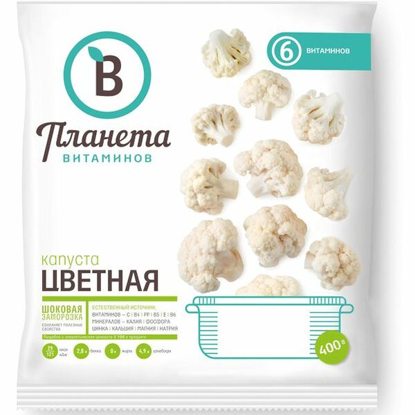 Капуста цветная Планета Витаминов быстрозамороженная 400 г