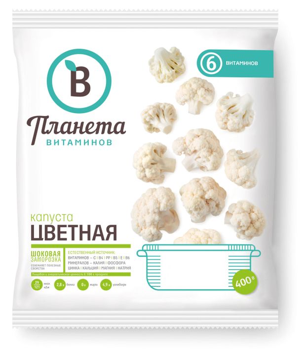 

Капуста цветная Планета Витаминов быстрозамороженная 400 г